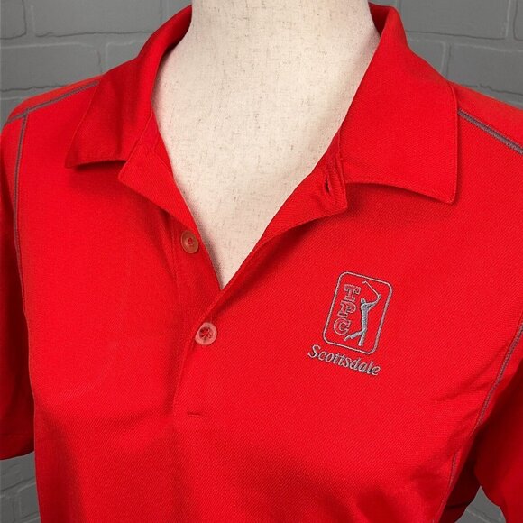 Nike Shirt Women XLarge‎ 18-20 Red Golf Dri-Fit TPC SCOTTSDALE TIGER WOODS Top - Picture 2 of 11